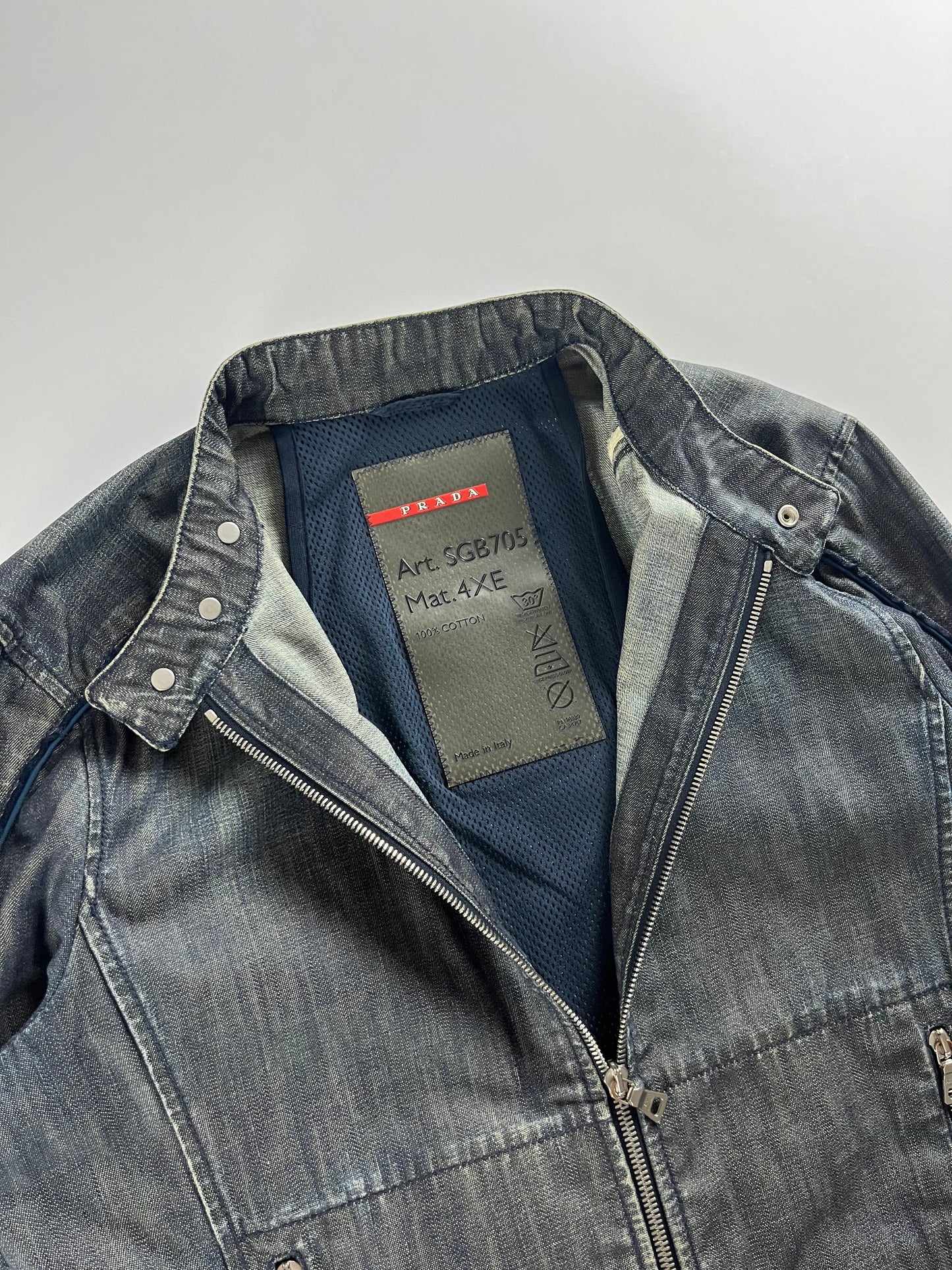 Prada Linea Rossa Denim Motor Jacket 2000s - M