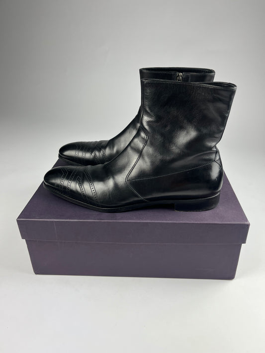 Prada Black Leather Chelsea Ankle Boots 2000s - 45 EU