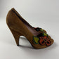 Miu Miu Floral Brown Suede Heels 1990s - 40 IT/41 EU