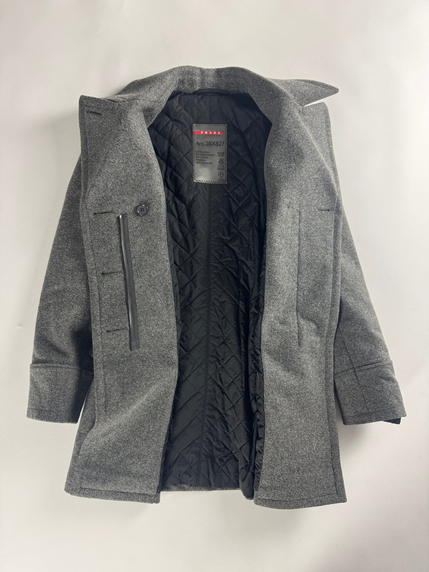 Prada Grey Wool Double Breasted Peacoat FW 2006 - S