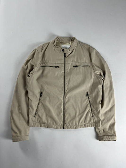 Prada Cream Double Front Zipper Pocket Moto Jacket 2010s - M