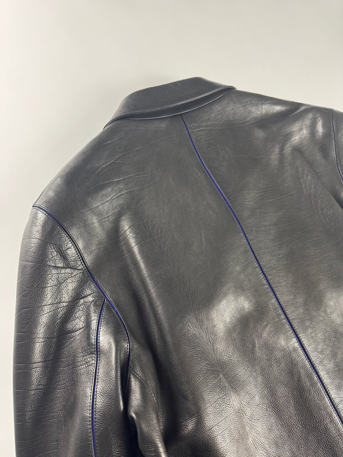 Louis Vuitton Unreleased Blue Neon Minimalist Perfect Tailored Lambskin Leather Jacket SS 2025 - L