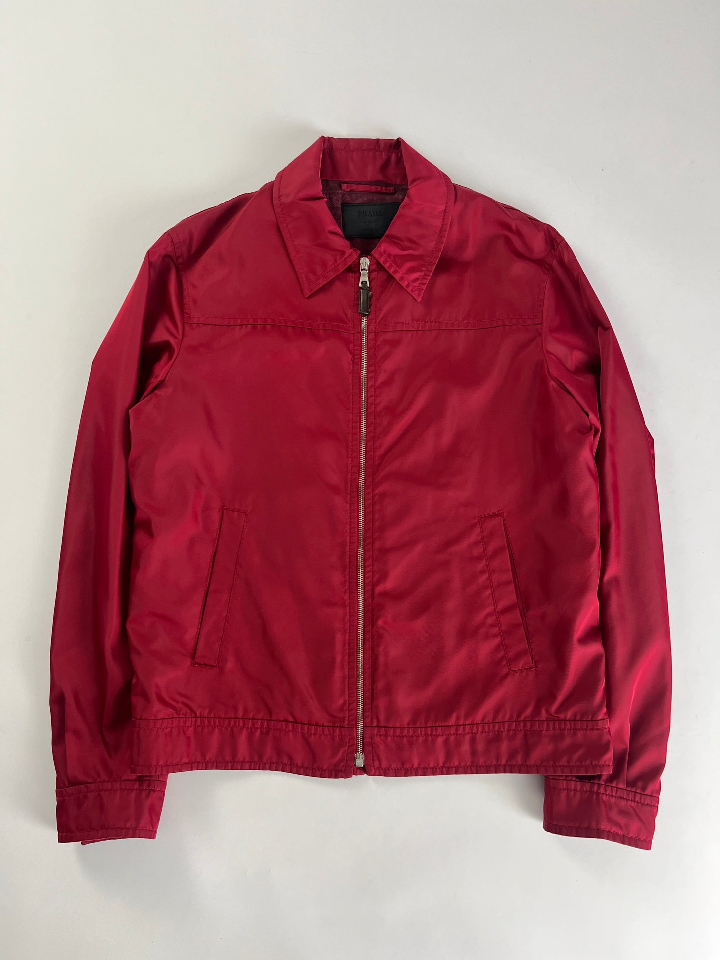 Prada Red Nylon Inside Monogram Work Trucker Jacket - L