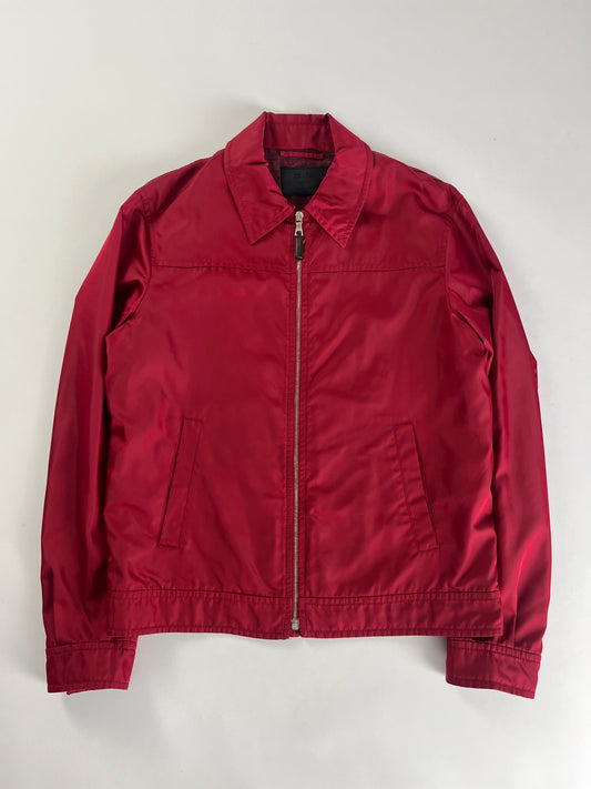Prada Red Nylon Inside Monogram Work Trucker Jacket - L
