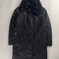 Prada Fur Collar Long Dark Nylon Coat 2000s - S