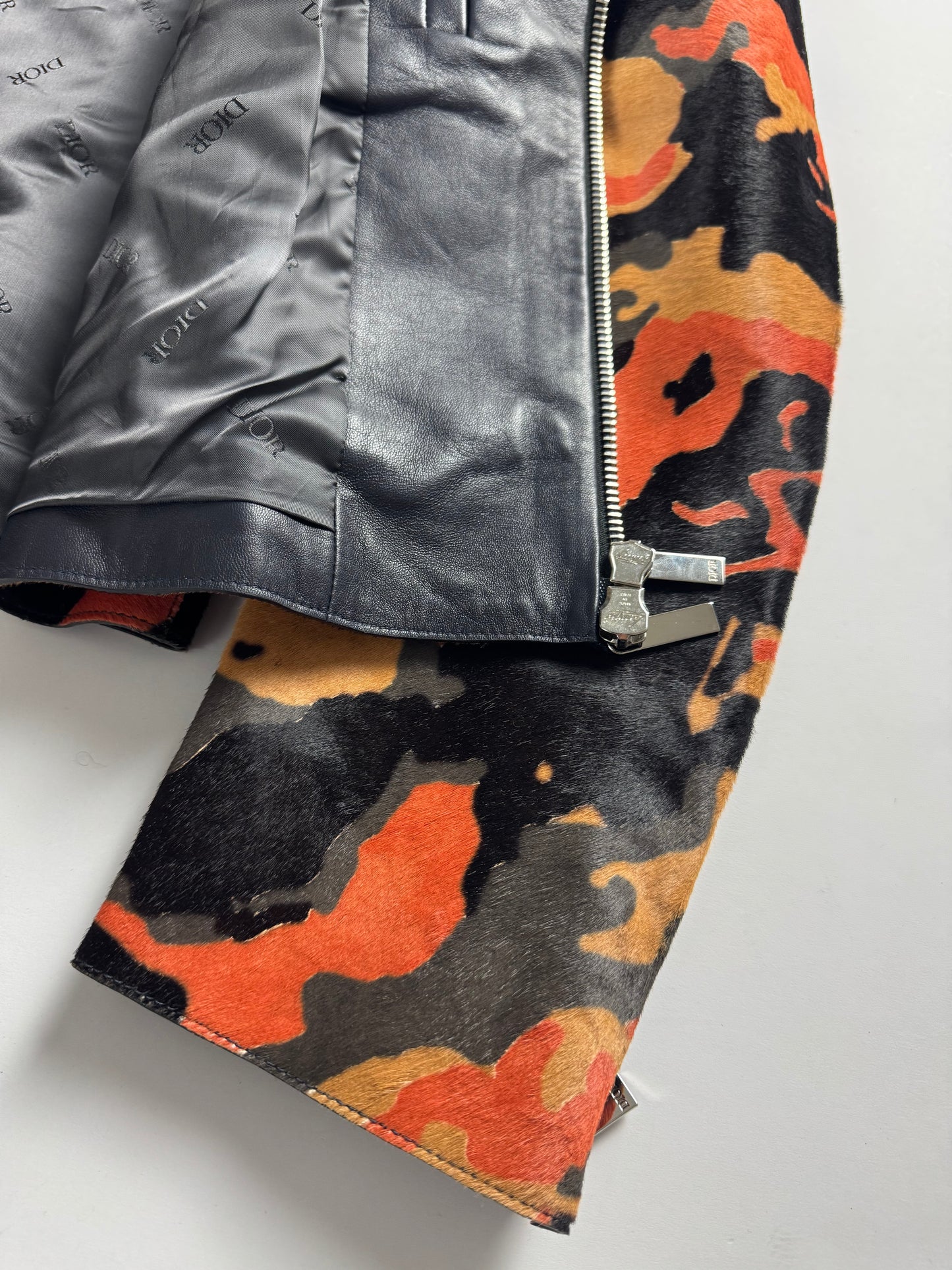 Dior Homme Couture Sample Camo Pony Hair Luxor Moto Jacket SS 2023 - M