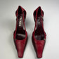 Prada Red Leather Belted Pumps FW 2000 - 37 IT/38 EU