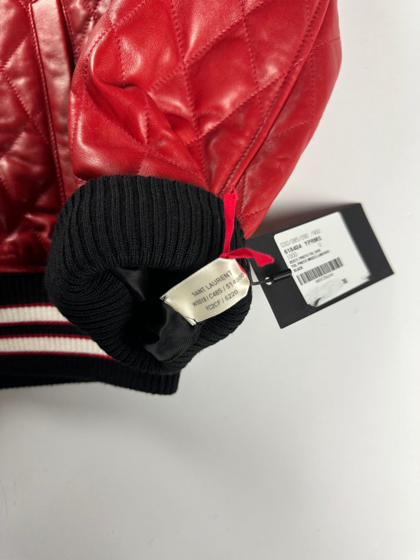 Saint Laurent Sample Quilted Baroque Damier Varsity Bomber Jacket SS 2018 - S