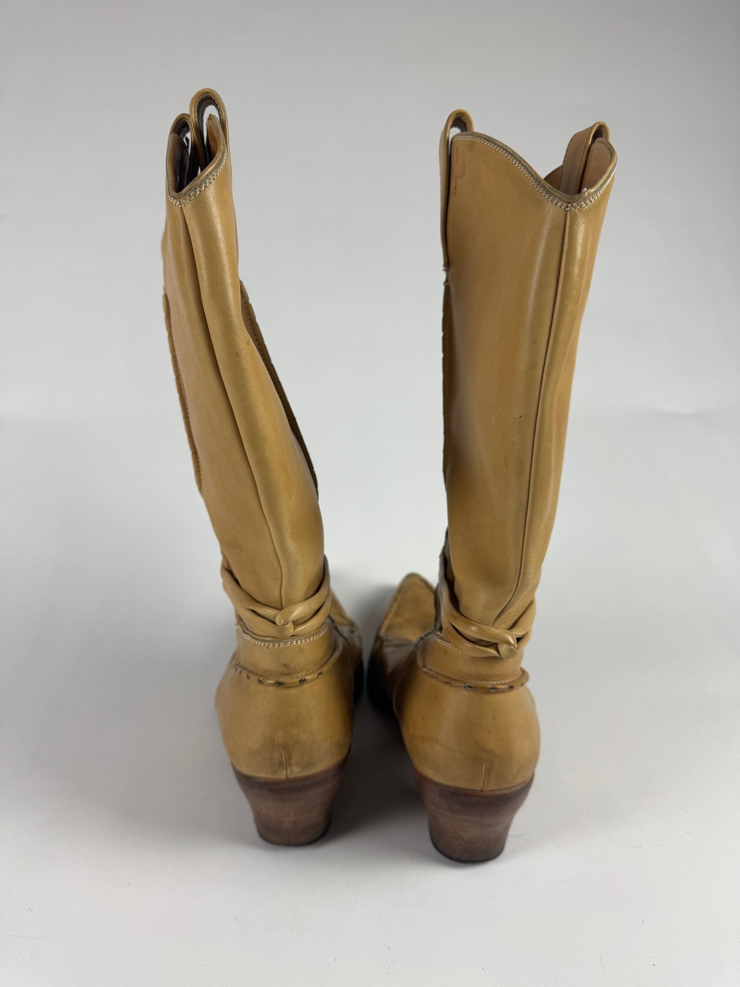 Gucci Tom Ford Camel Cream Leather Cowboy Western Boots SS 2004 - 45 EU