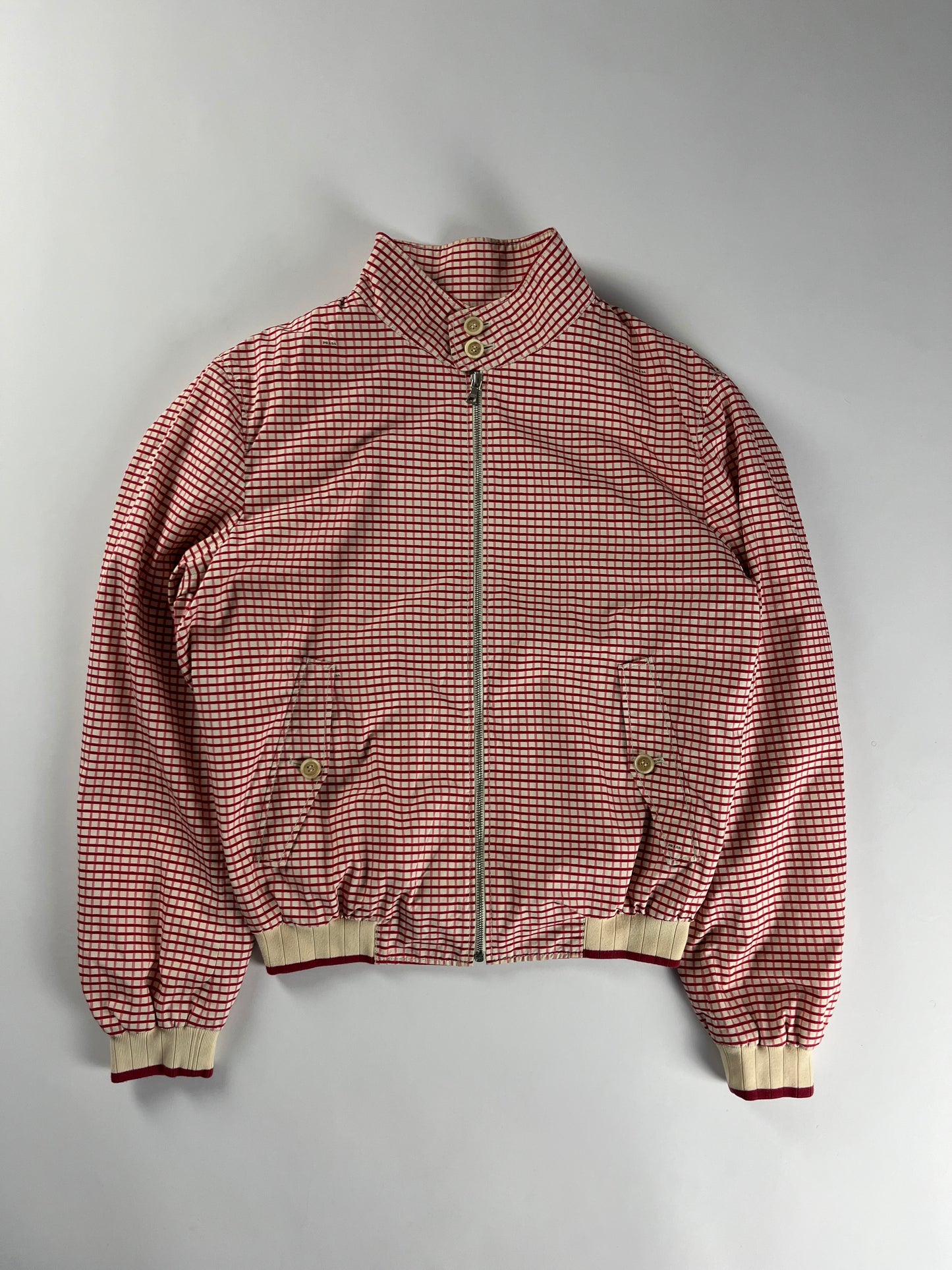Prada Mainline Soft Plaid Checkered Bomber Jacket SS 2008 - M