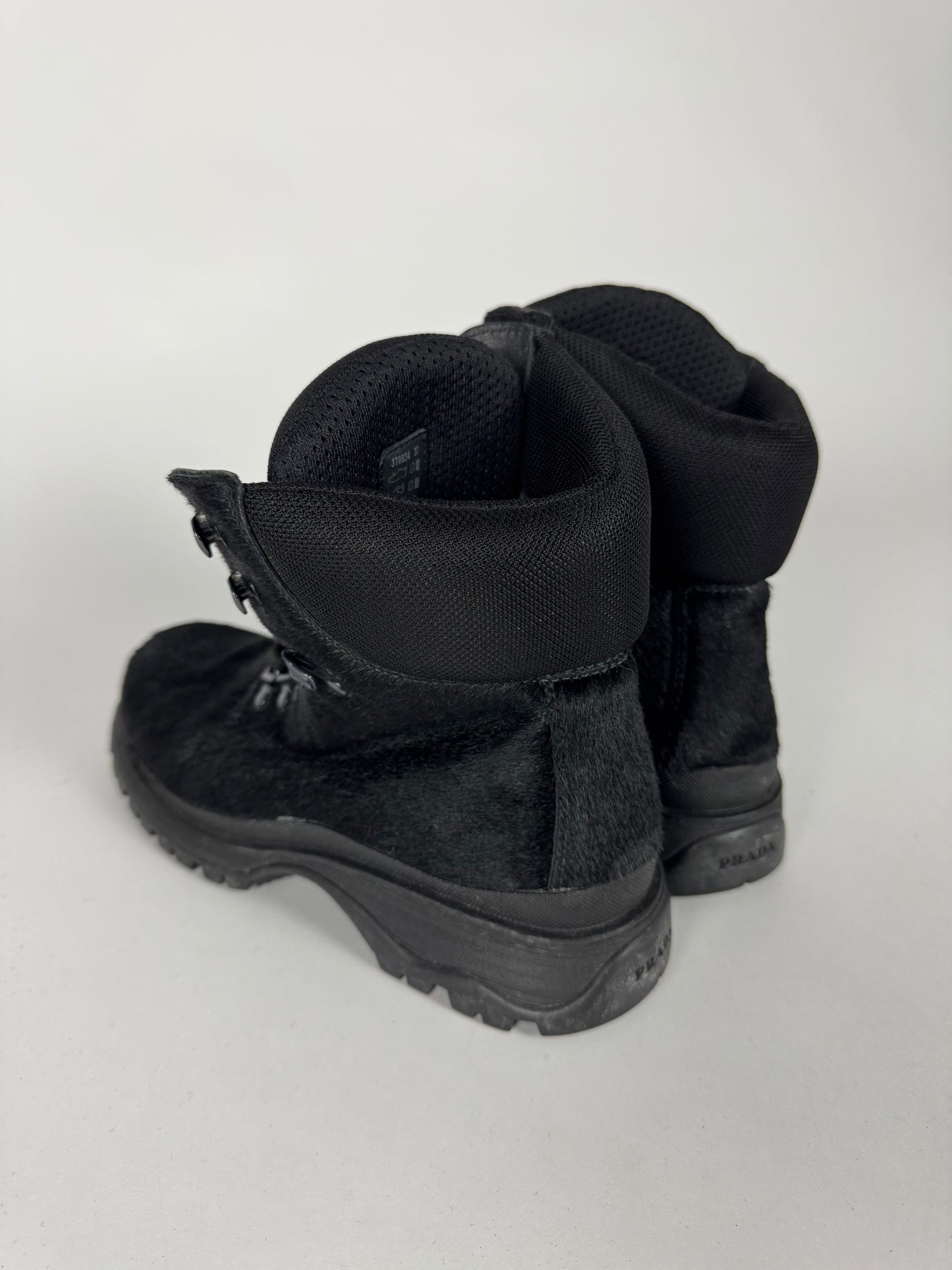 Prada Black Ponyhair Combat Boots FW 1999 - 37 IT/37,5 EU