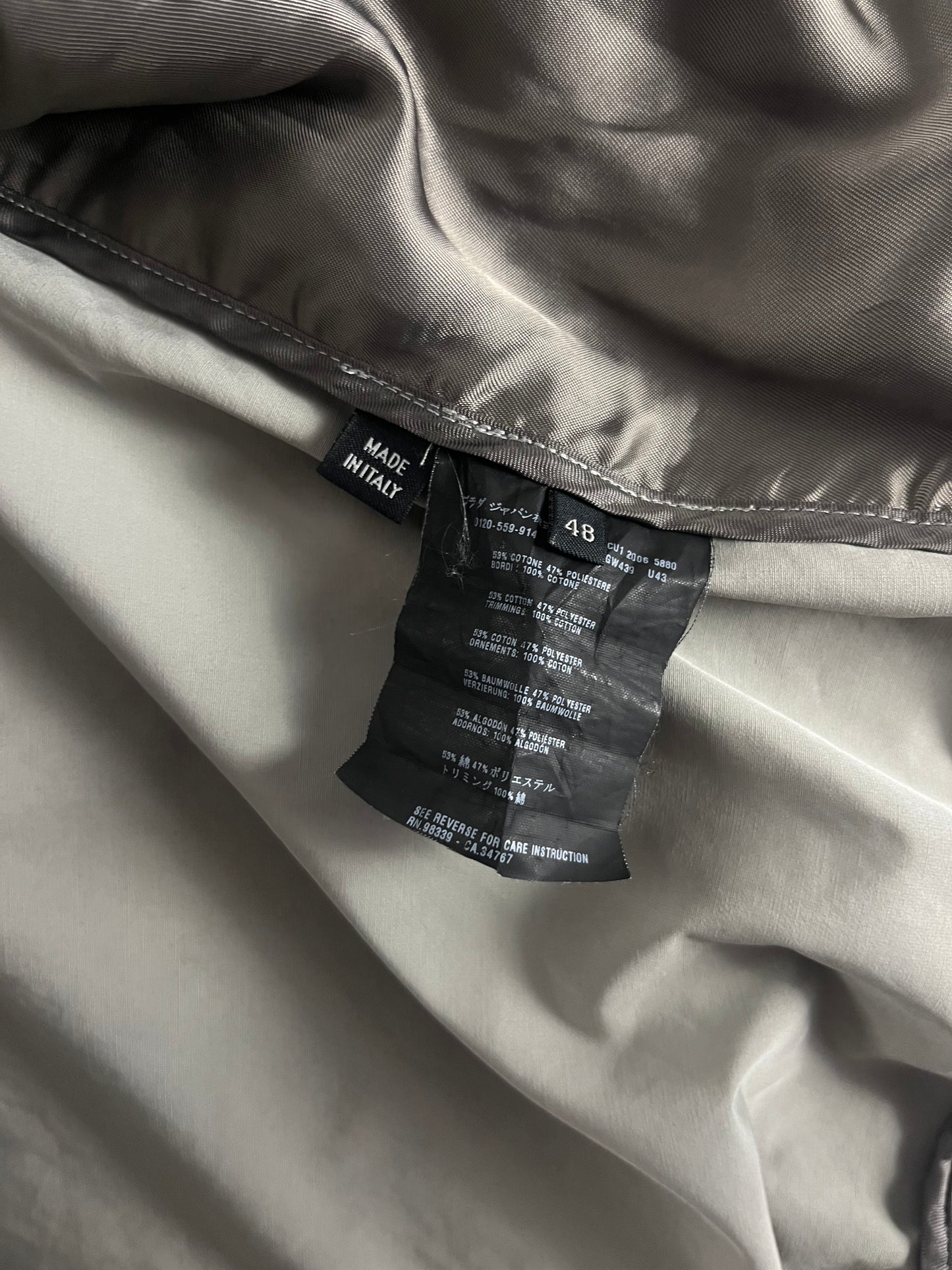 Prada Smoke Double Buttoned Harrington Bomber Jacket FW 2006 - M