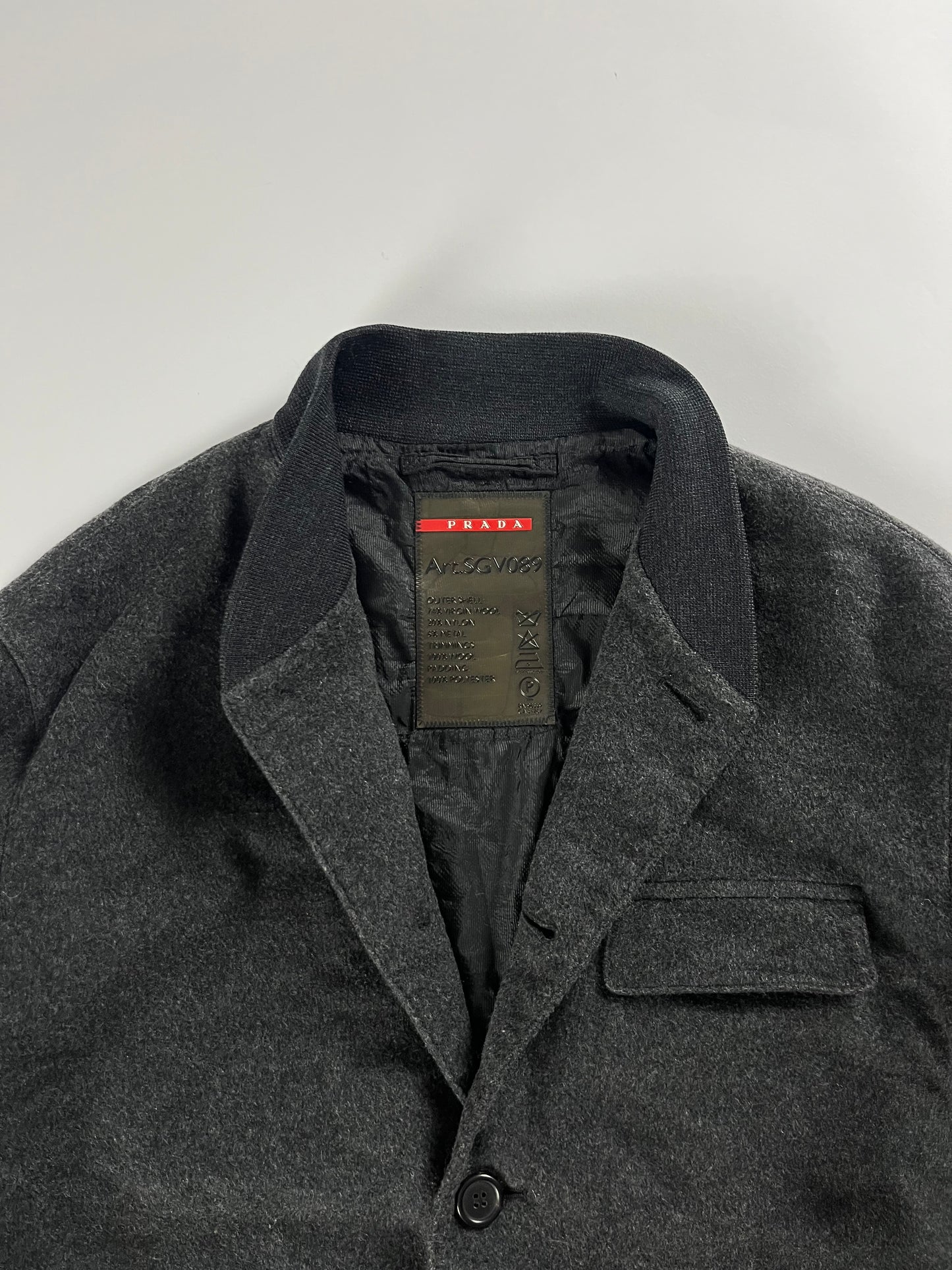 Prada Linea Rossa Grey Wool Bomber Jacket FW 2009 - M