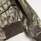 Louis Vuitton Metallic Bronze Leather Fur Collar Gold Hardware Ribbed Trim Bomber Jacket FW 2008 - S