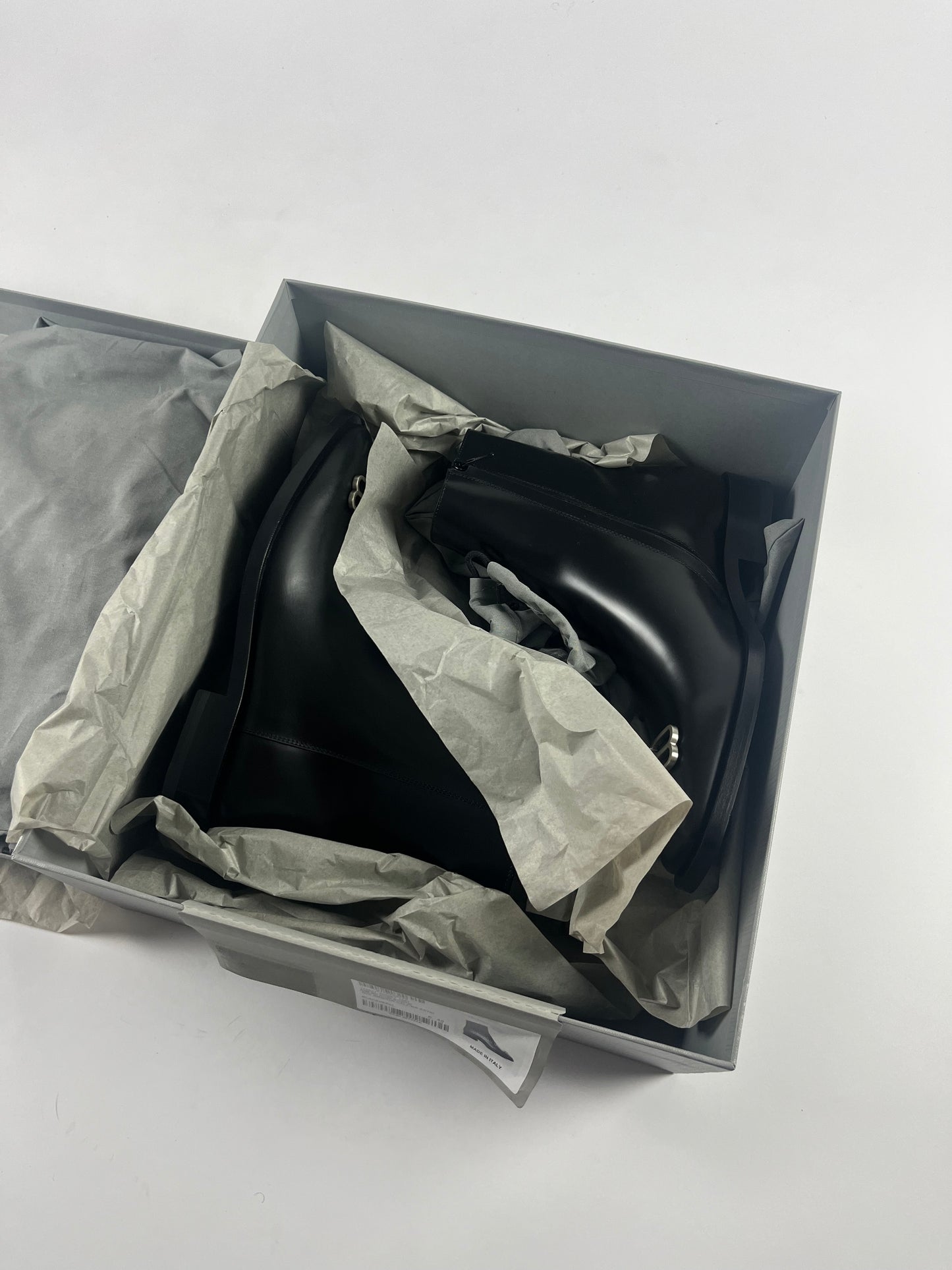 Balenciaga Square Toe Silver BB Rim Leather Ankle Boots FW 2019 - 40 EU
