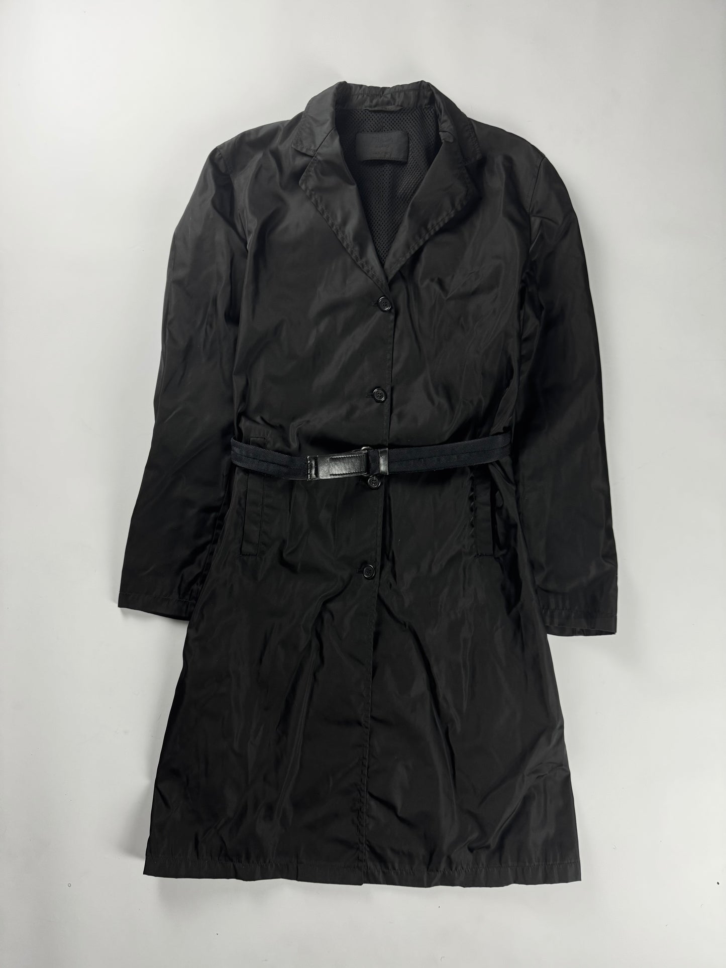 Prada Inside Mesh Strapped Belted Nylon Coat FW 1999 - XS