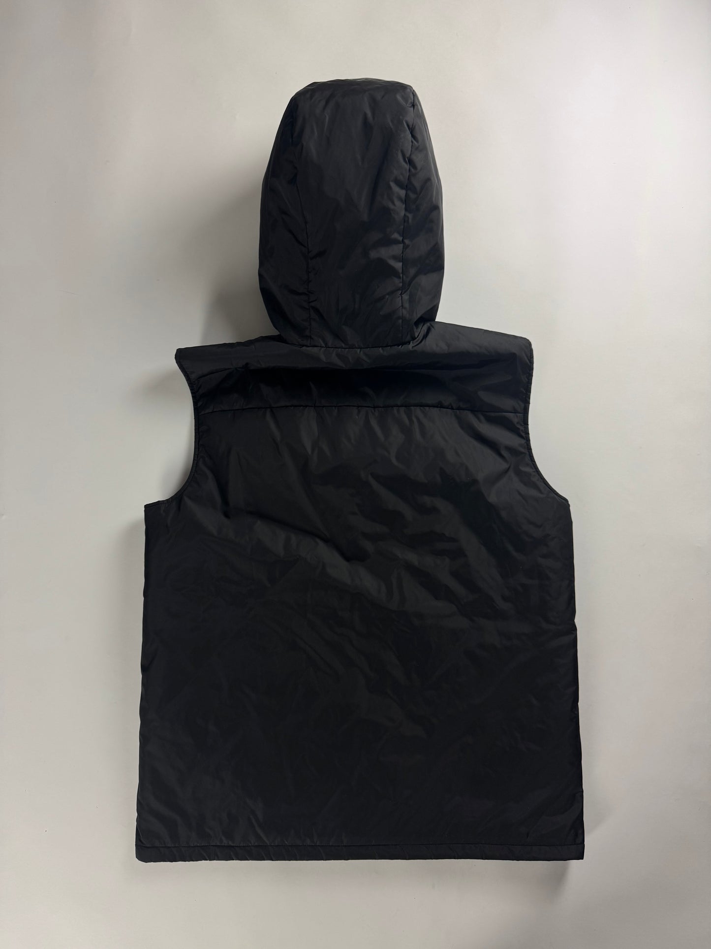 Prada Black Nylon Hooded Vest 2000s - M