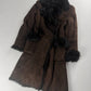 Prada Brown Fur Trimmed Brushed Sheepskin Leather Coat FW 2010 - S