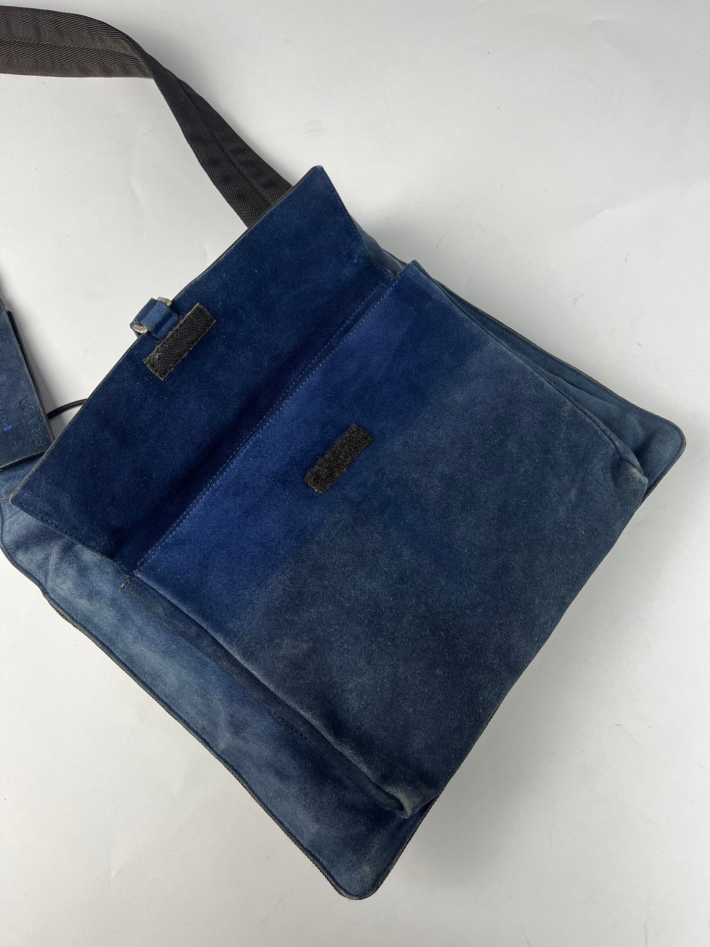 Prada Navy Suede Leather Crossbody Bag FW 1999 - OS