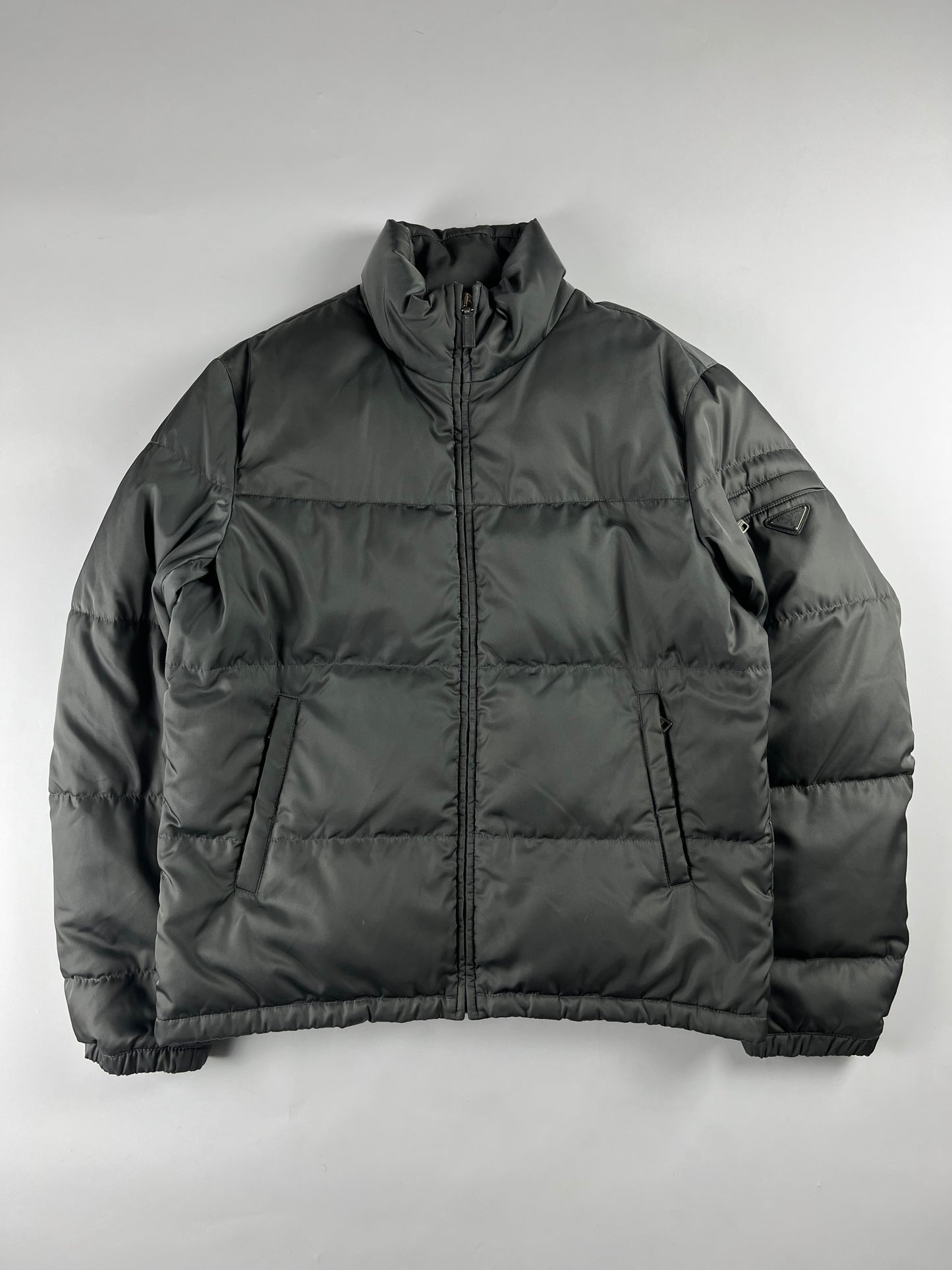 Prada Triangle Logo Grey Puffer Jacket FW 2011 - L