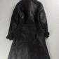 Prada Dark Fur Trimmed Double Breasted Sheepskin Leather Coat 2000s - S