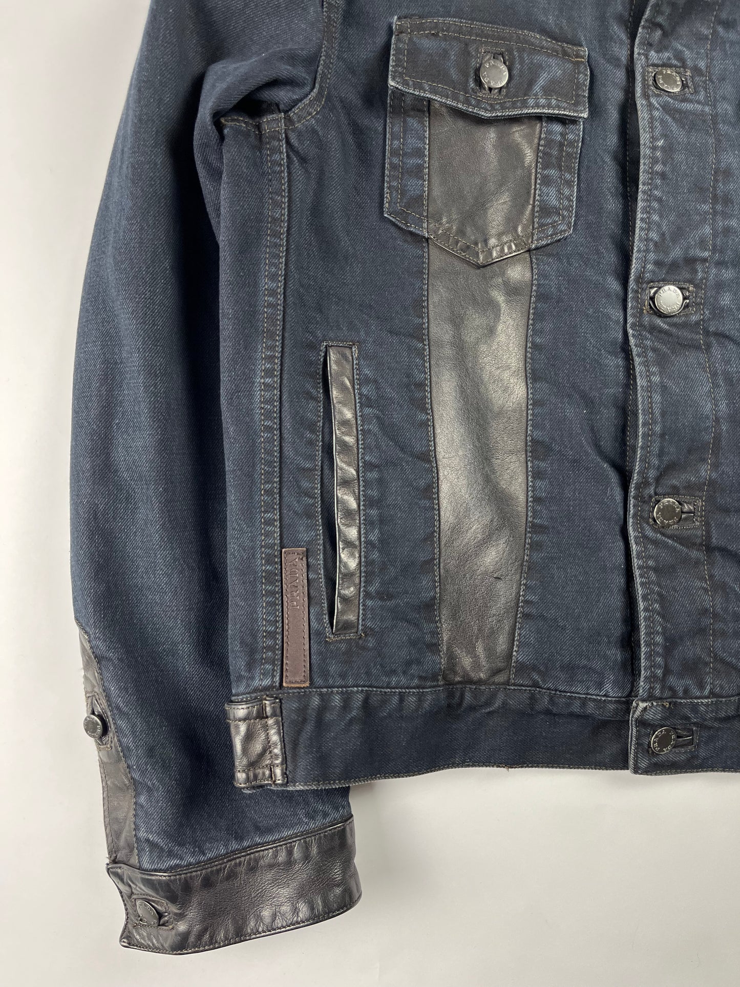 Prada Denim Leather Sheep Fur  Trucker Jacket FW 2006 - L