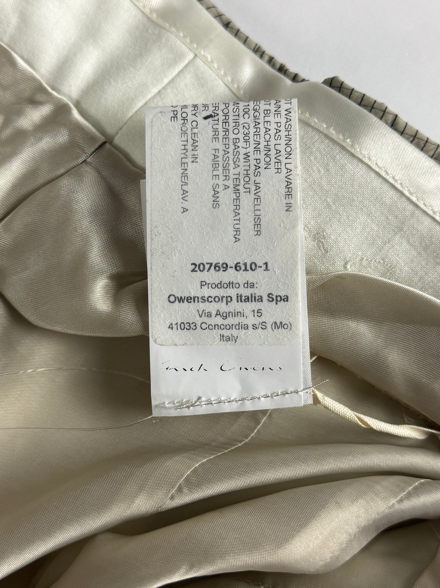 Rick Owens High Waisted Beige Micro Check Trousers - S