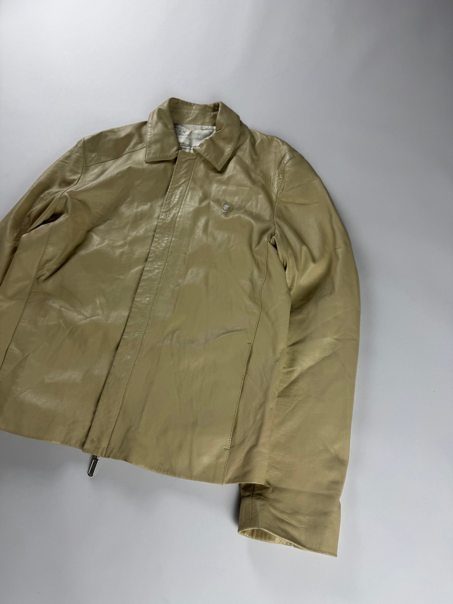 Givenchy Flower Embroidery Cream Leather Jacket SS 2005 - M