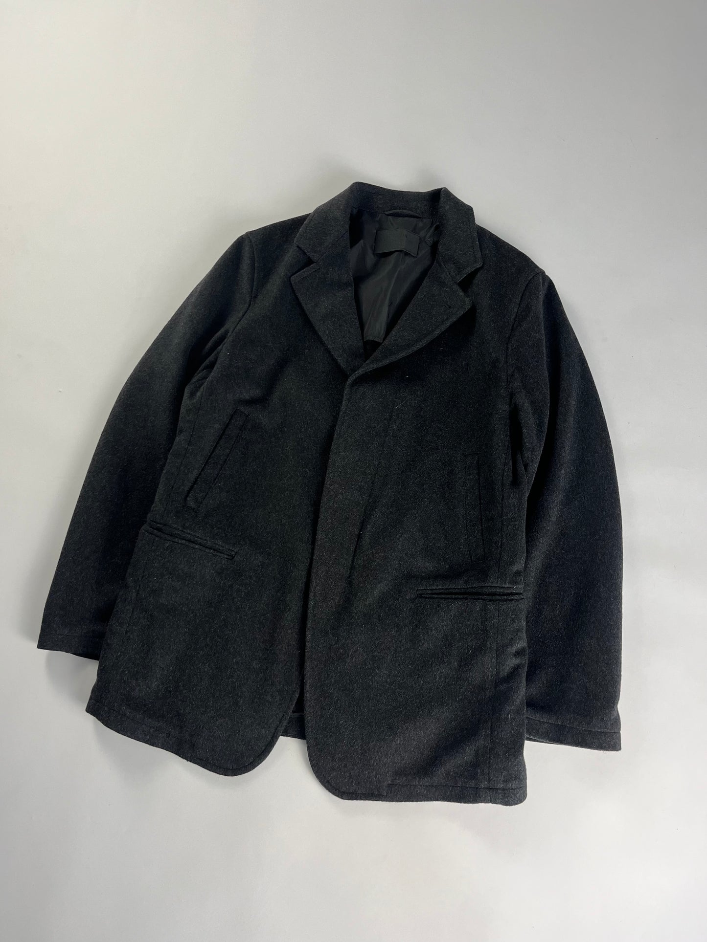 Prada Wool Minimalist Back Neck Leather Detail Blazer FW 1999 - M