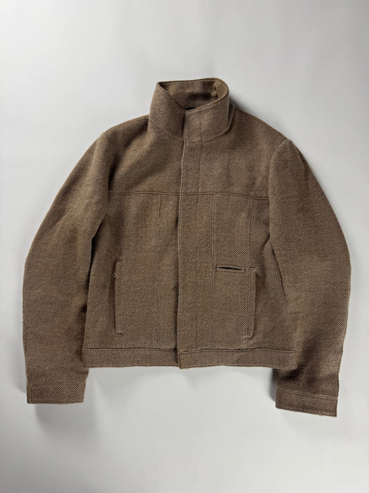 Prada Premium Textured Wool Minimalist Funnel Collar Jacket FW 1999 - L