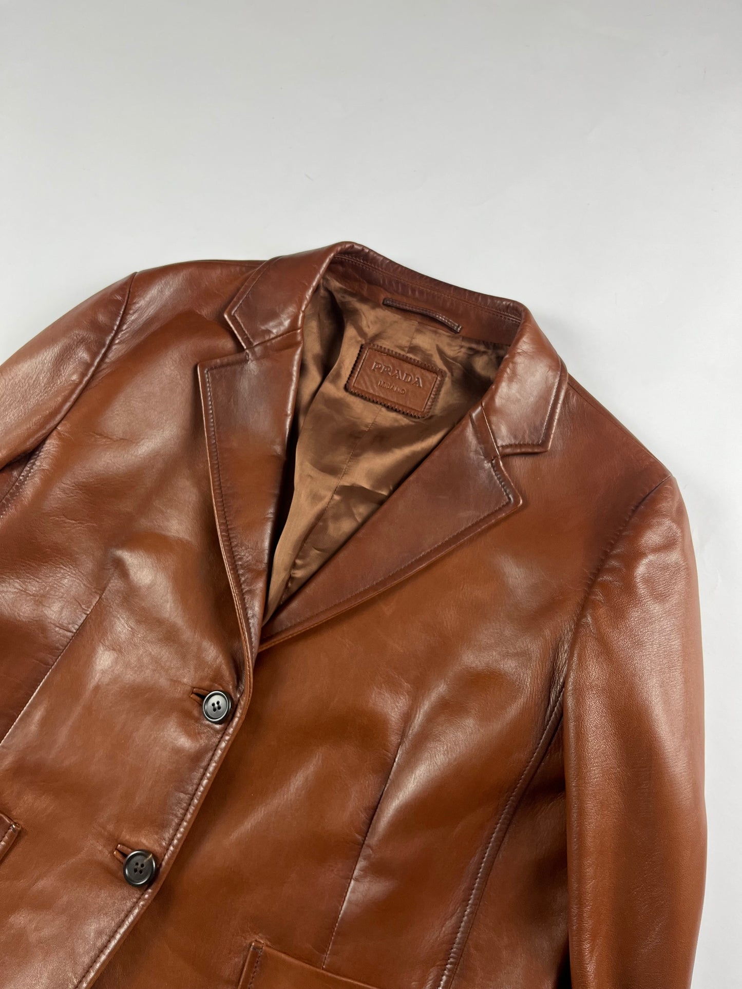 Prada Brown Leather Blazer FW 2013 - M