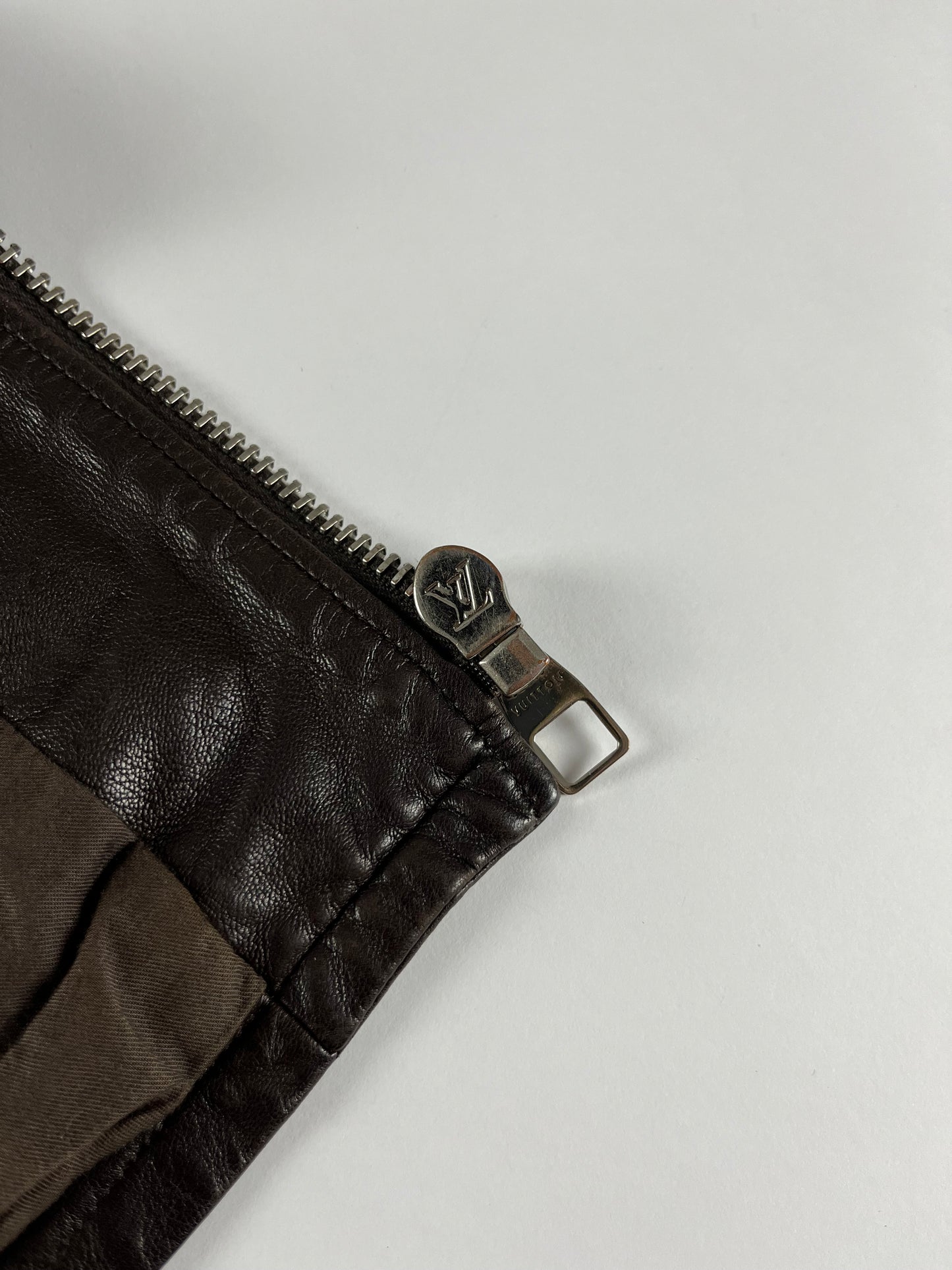 Louis Vuitton Brown Lambskin Leather Moto Zip Jacket SS 2007 - L