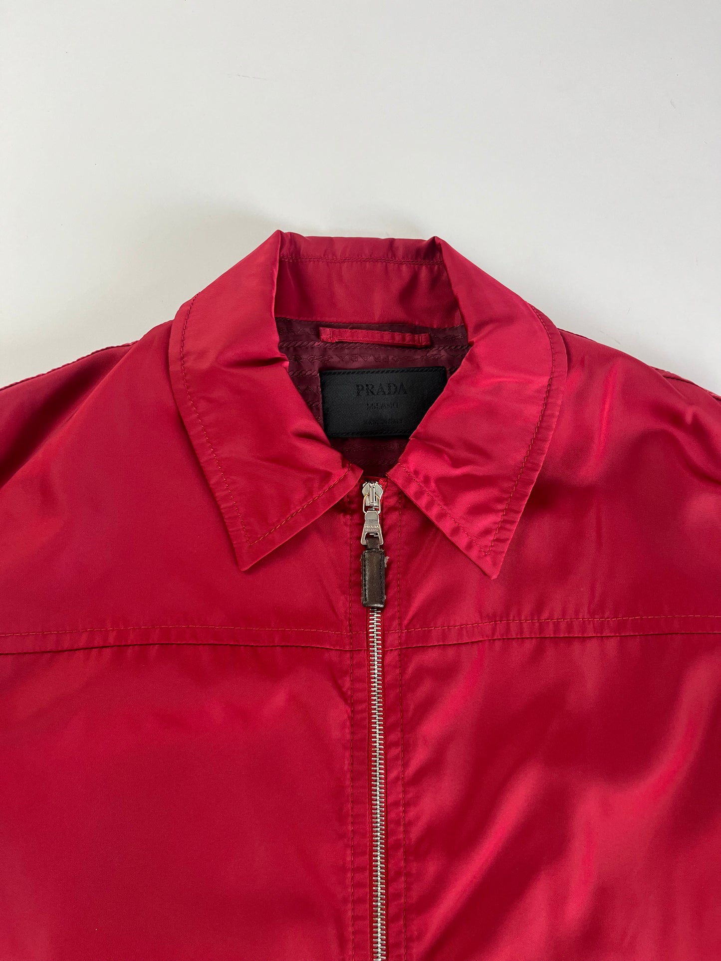 Prada Red Nylon Inside Monogram Work Trucker Jacket - L