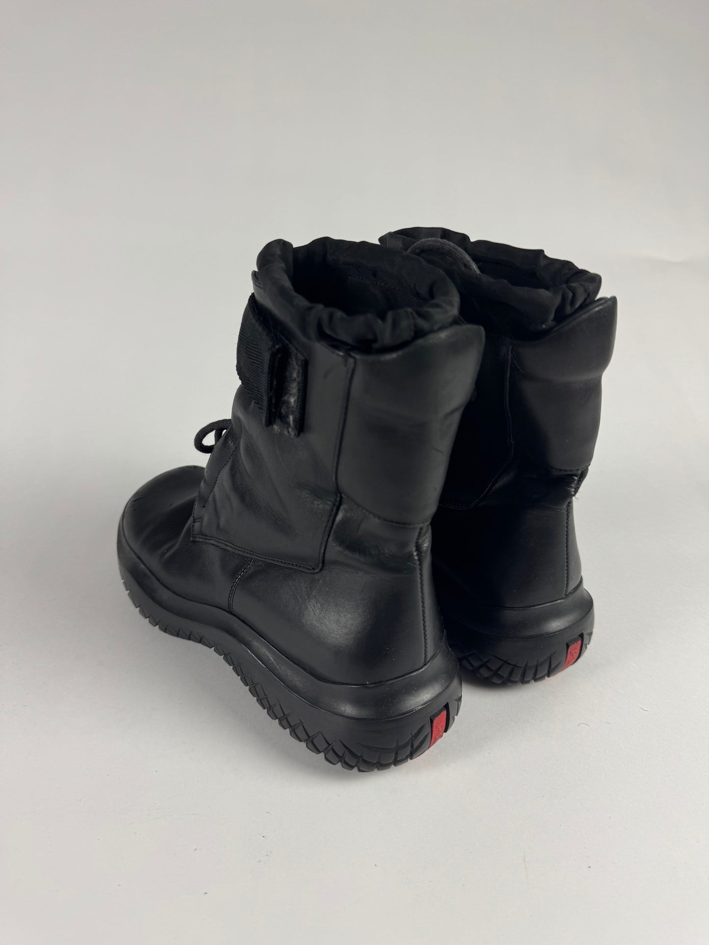 Prada Strapped Black Leather High Velcro Boots FW 1999 - 36,5 IT/37,5 EU