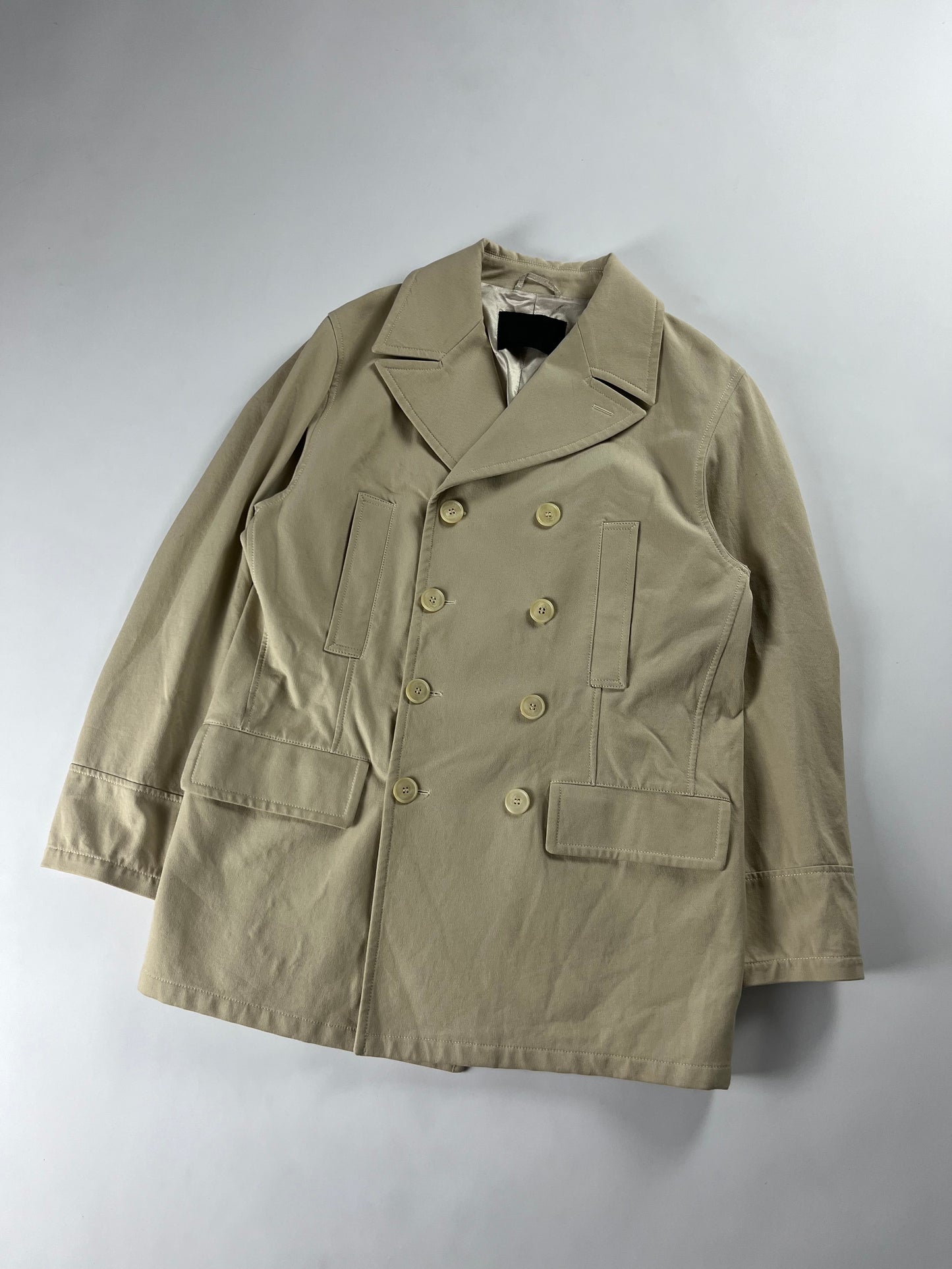 Prada Ivory Double Breasted Officer Overcoat FW 1995 - M