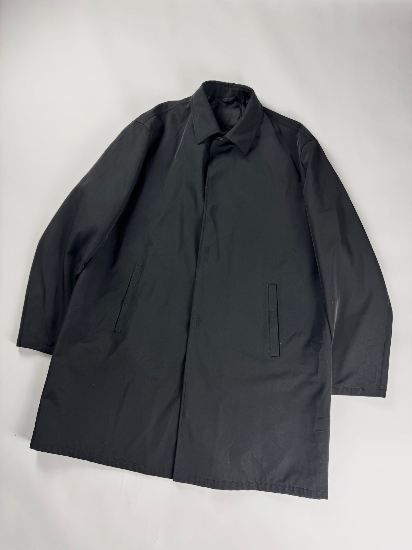 Prada Black Minimalist Strapped Coat FW 1998 - XL