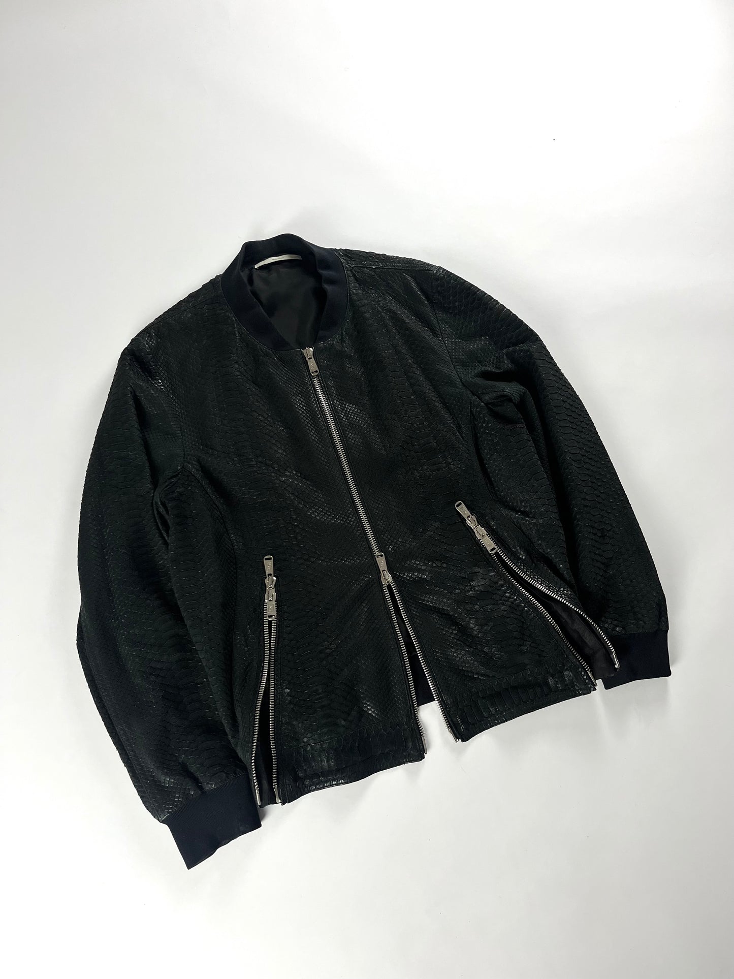 Yves Saint Laurent Dark Genuine Snakeskin Leather Bomber Jacket 2000s - L