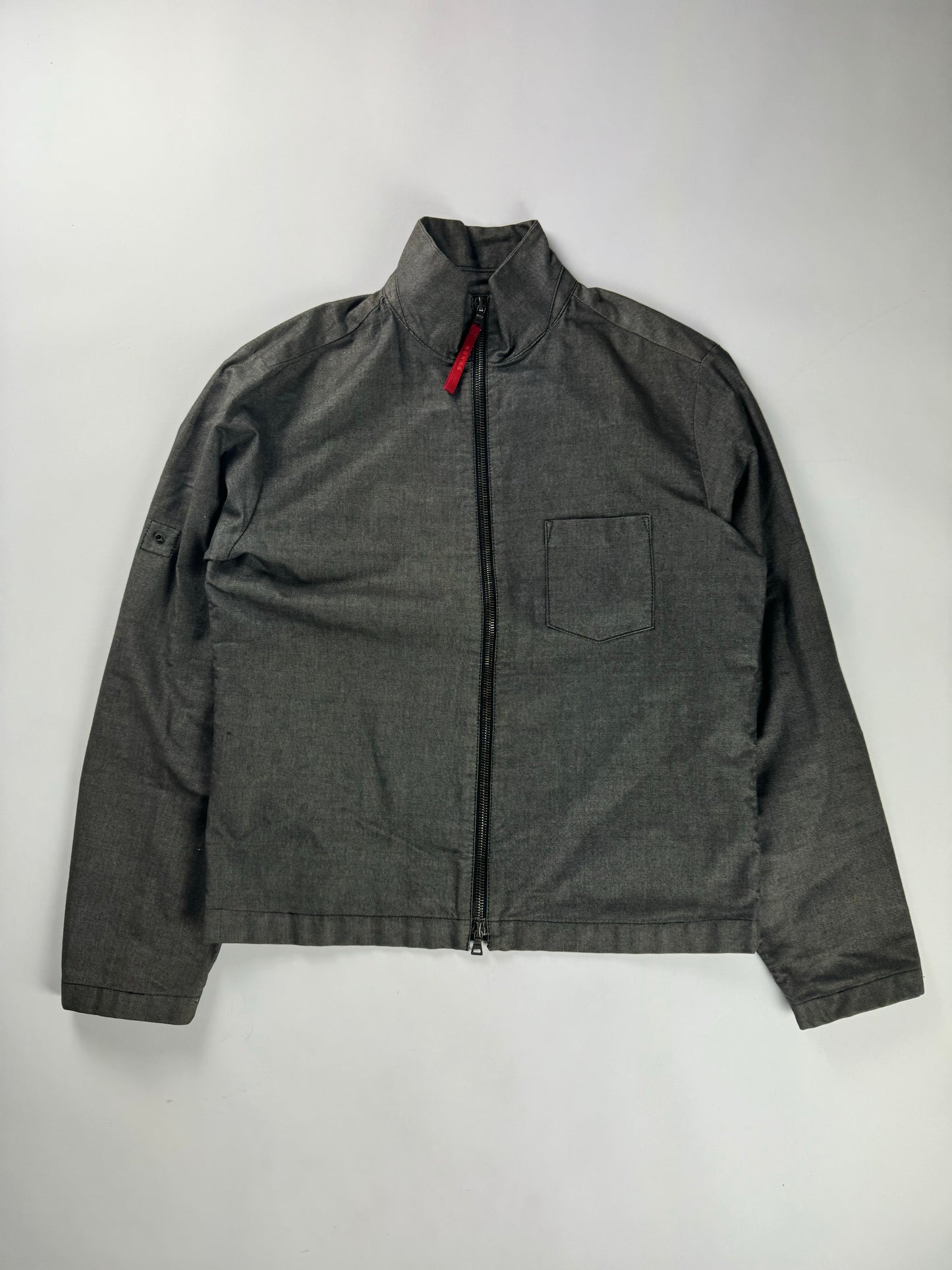 Prada Sample Smoke Double Zip Oversize Cotton Jacket 2000s - L