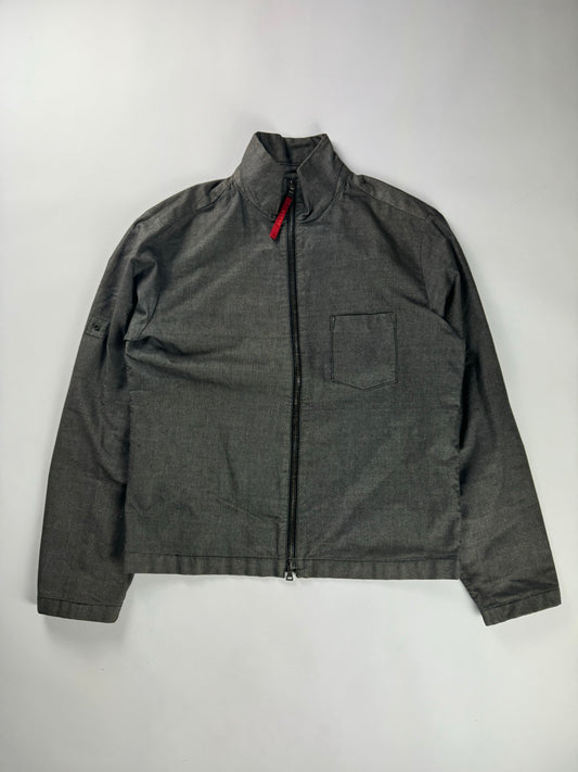 Prada Sample Smoke Double Zip Oversize Cotton Jacket 2000s - L