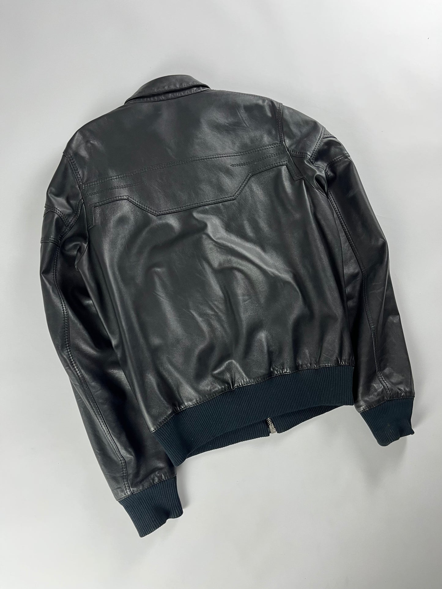 Dior Homme Black Leather Bomber Jacket SS 2008 - M