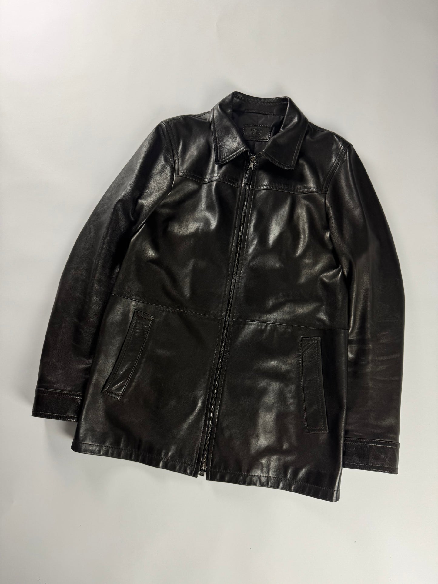 Prada Premium Double Zip Leather Formal Coat FW 2001 - M