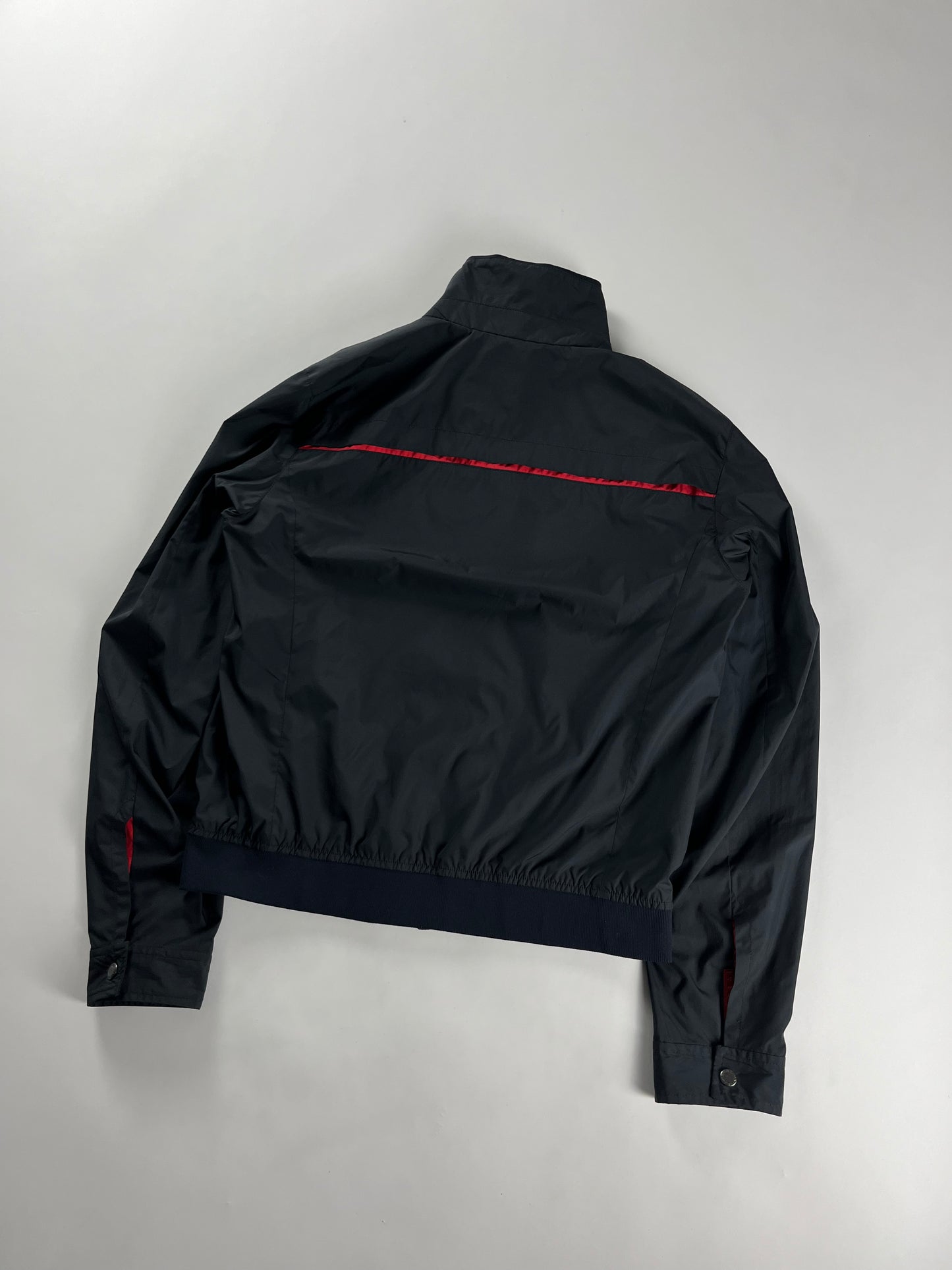 Prada Sport Lined Red Navy Nylon Bomber Jacket 2010s - M