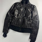 Prada Cuffed Arm Black Leather Moto Jacket SS 2000 - XS