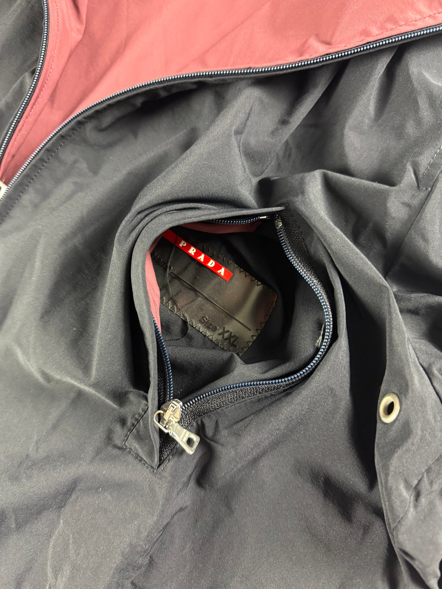 Prada Linea Rossa Reversible Zip Up Nylon Jacket 2000s - XXL