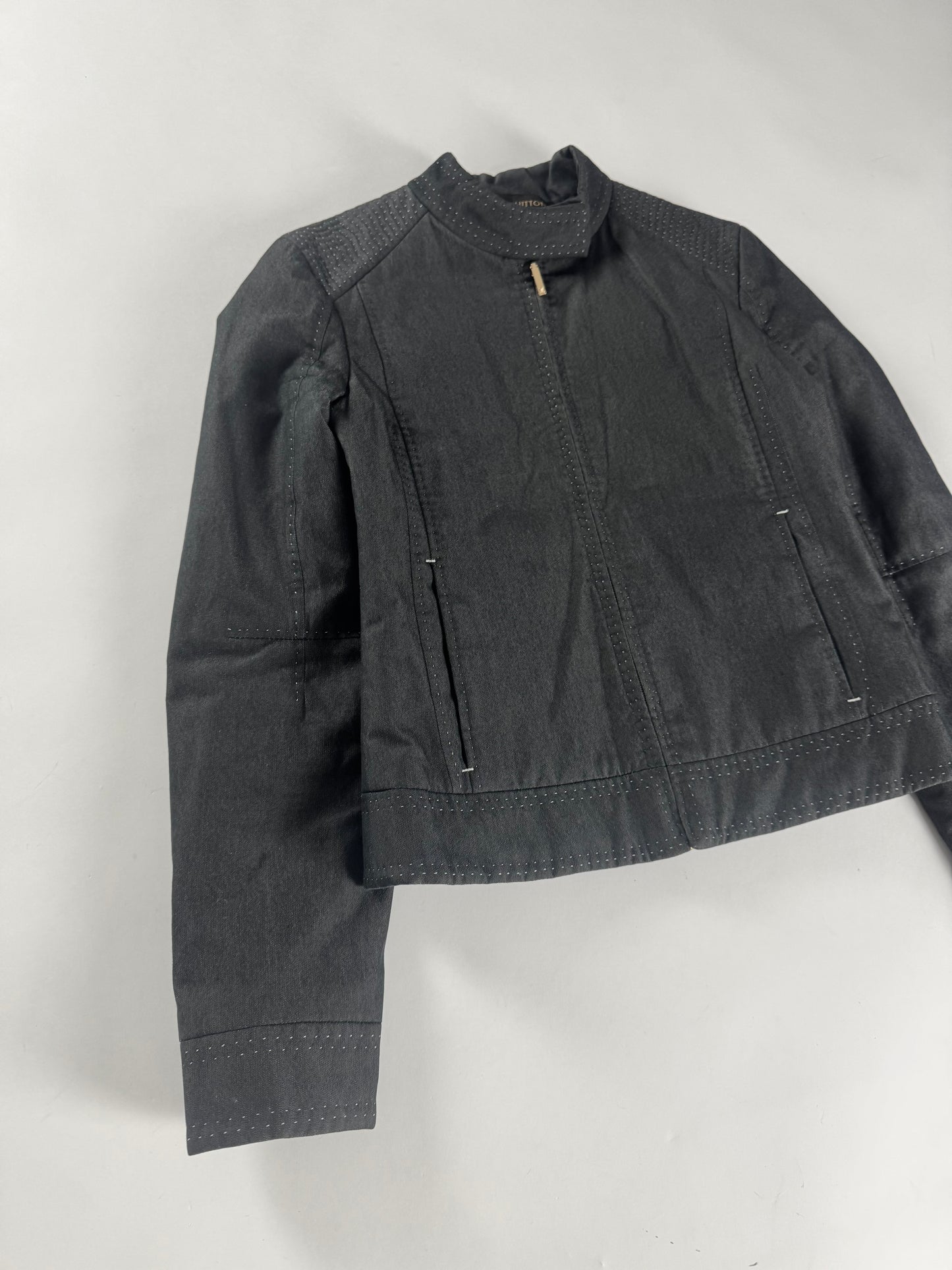 Louis Vuitton Dark Grey Cotton Stitch Details Rider Jacket 2000s - XS