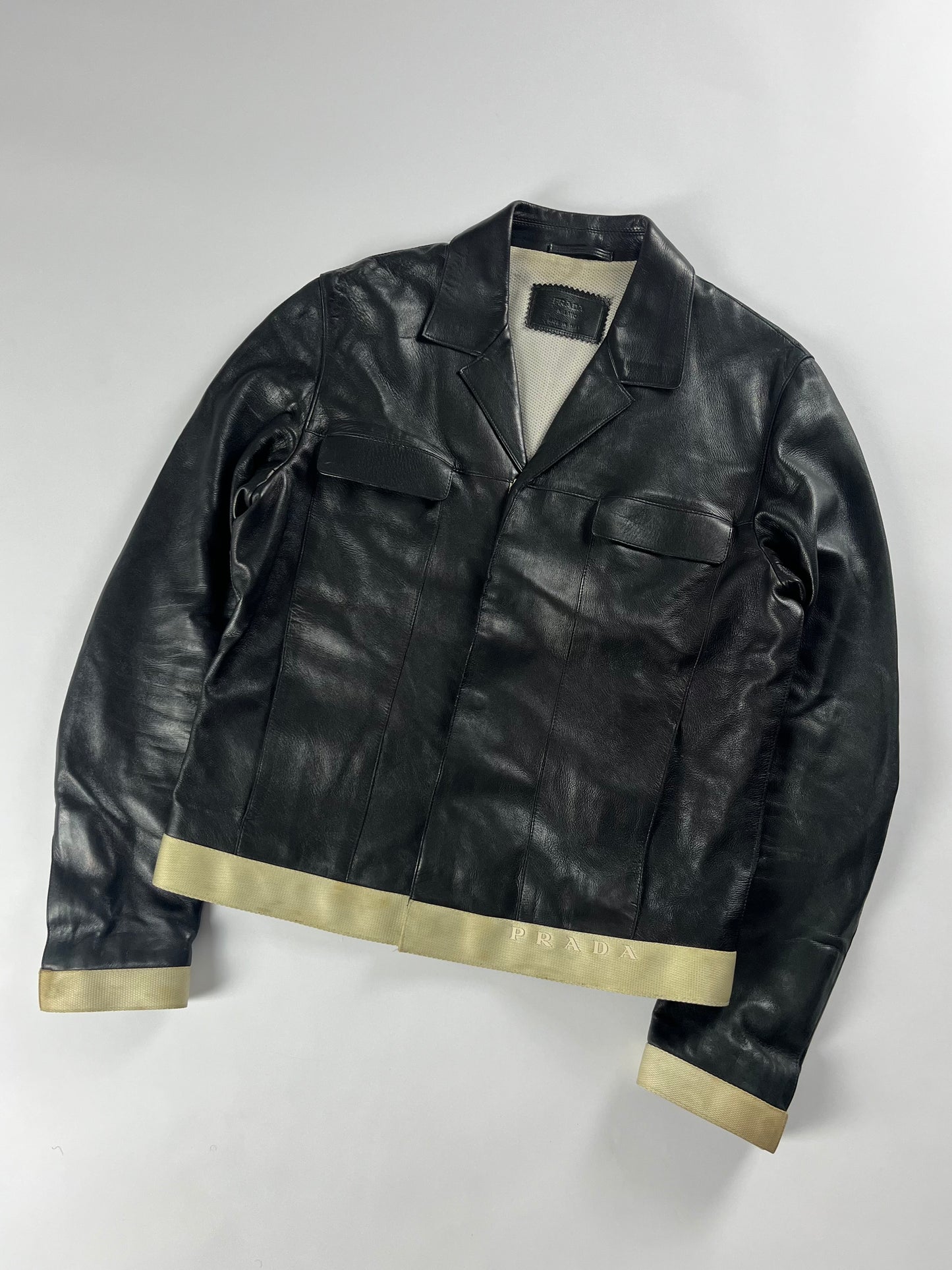 Prada Black Artisanal Leather Premium Jacket SS 1999 - M