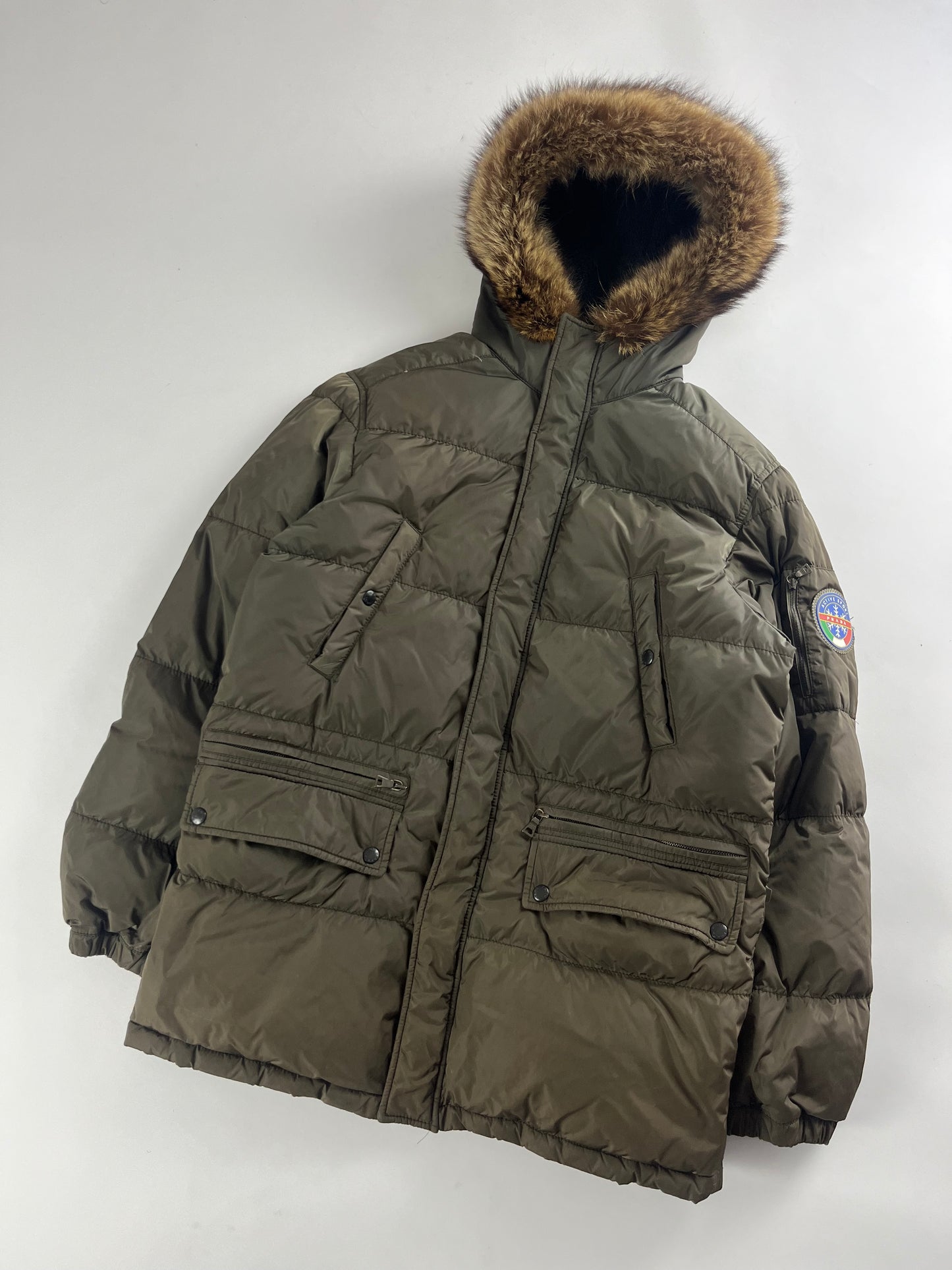 Prada Ski Fur Hooded Puffer Long Down Jacket - M