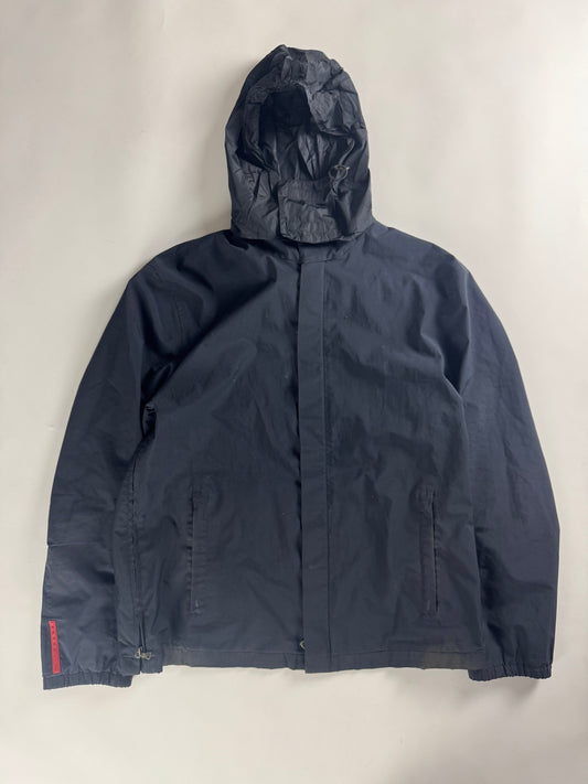 Prada Linea Rossa Navy Nylon Convertible Hoodie Jacket FW 1999 - L