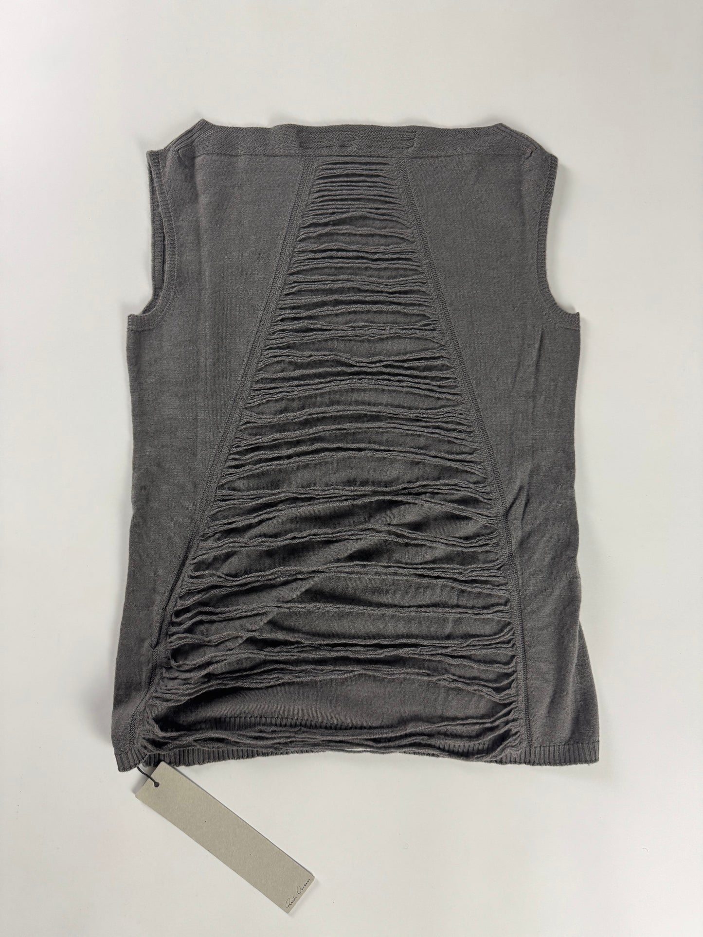 Rick Owens Dust Grey Short Fringes Vest Top 2000s - S