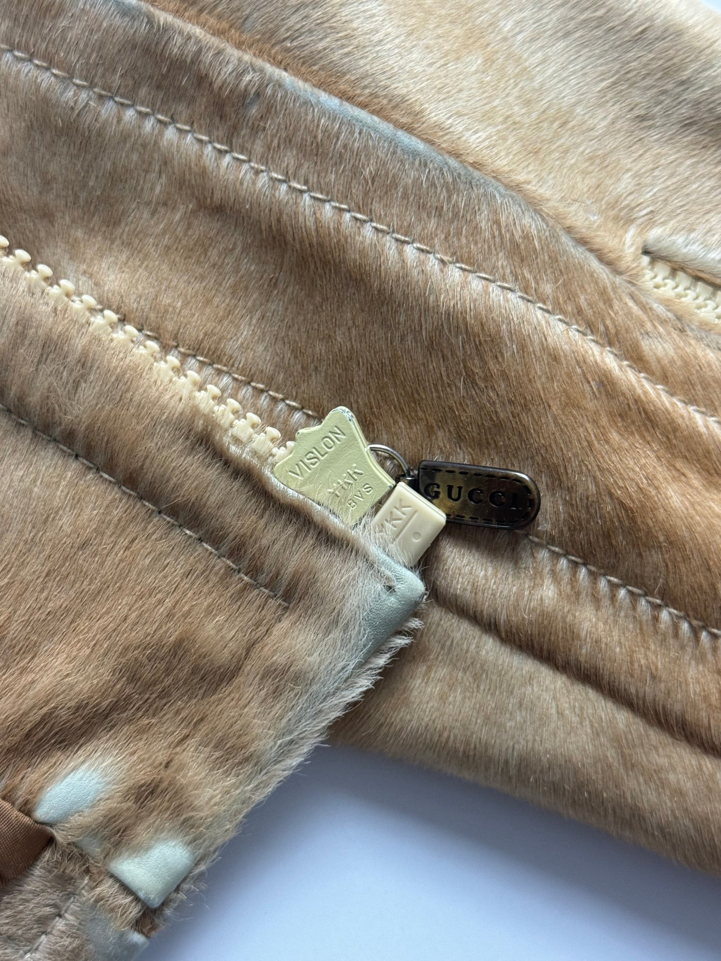 Gucci Tom Ford Camel Pony Hair Moto Jacket FW 1996 - M